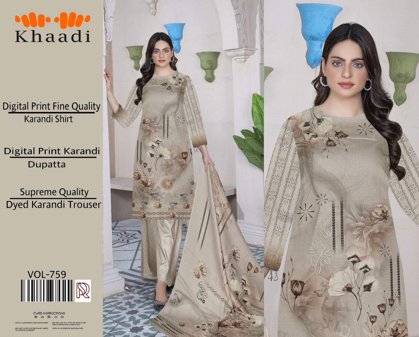 Premium Karandi 3 Piece Suit with Digital Printed