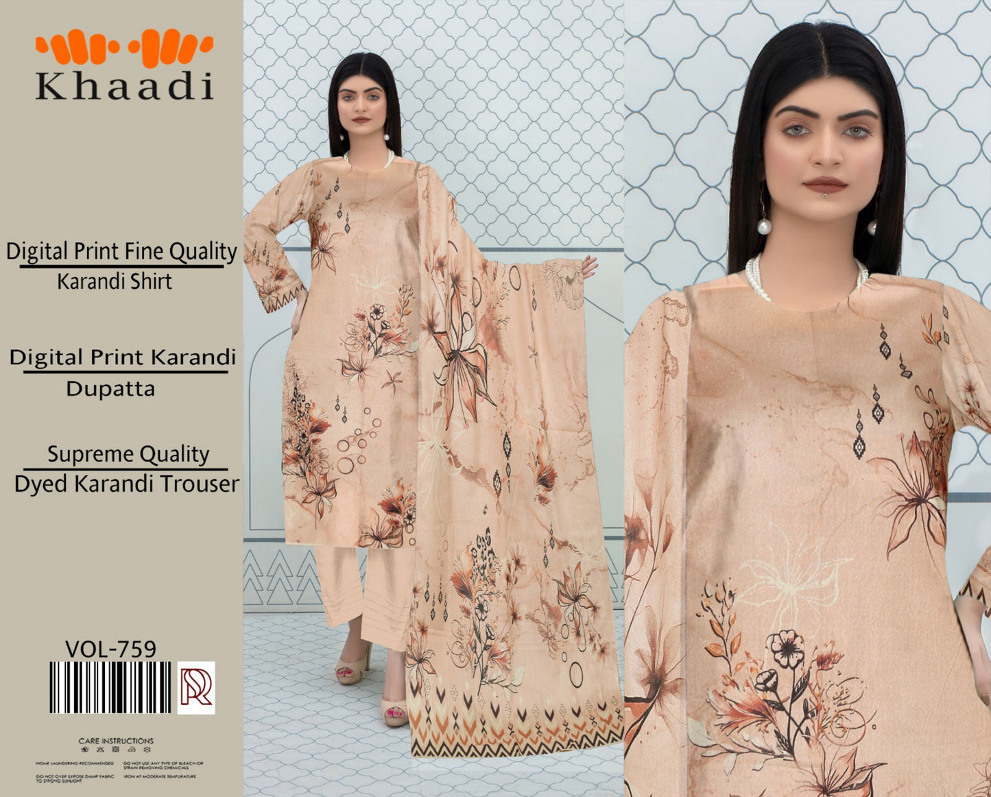 Premium Karandi 3 Piece Suit with Digital Printed