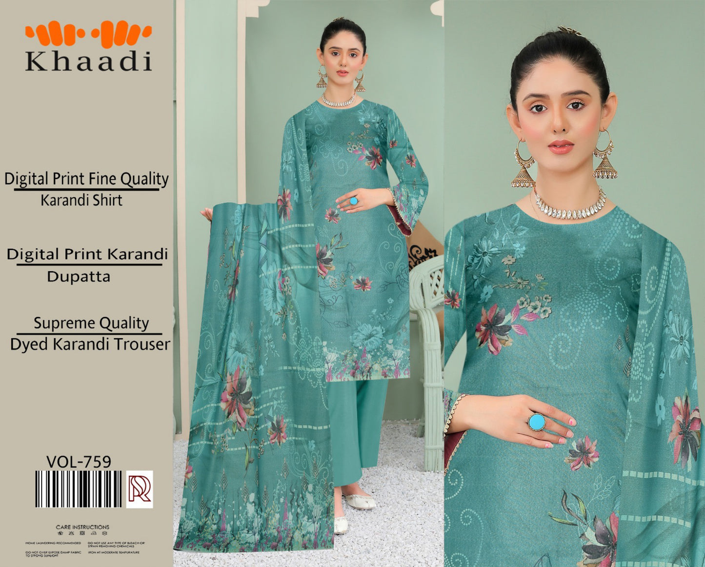 Premium Karandi 3 Piece Suit with Digital Printed