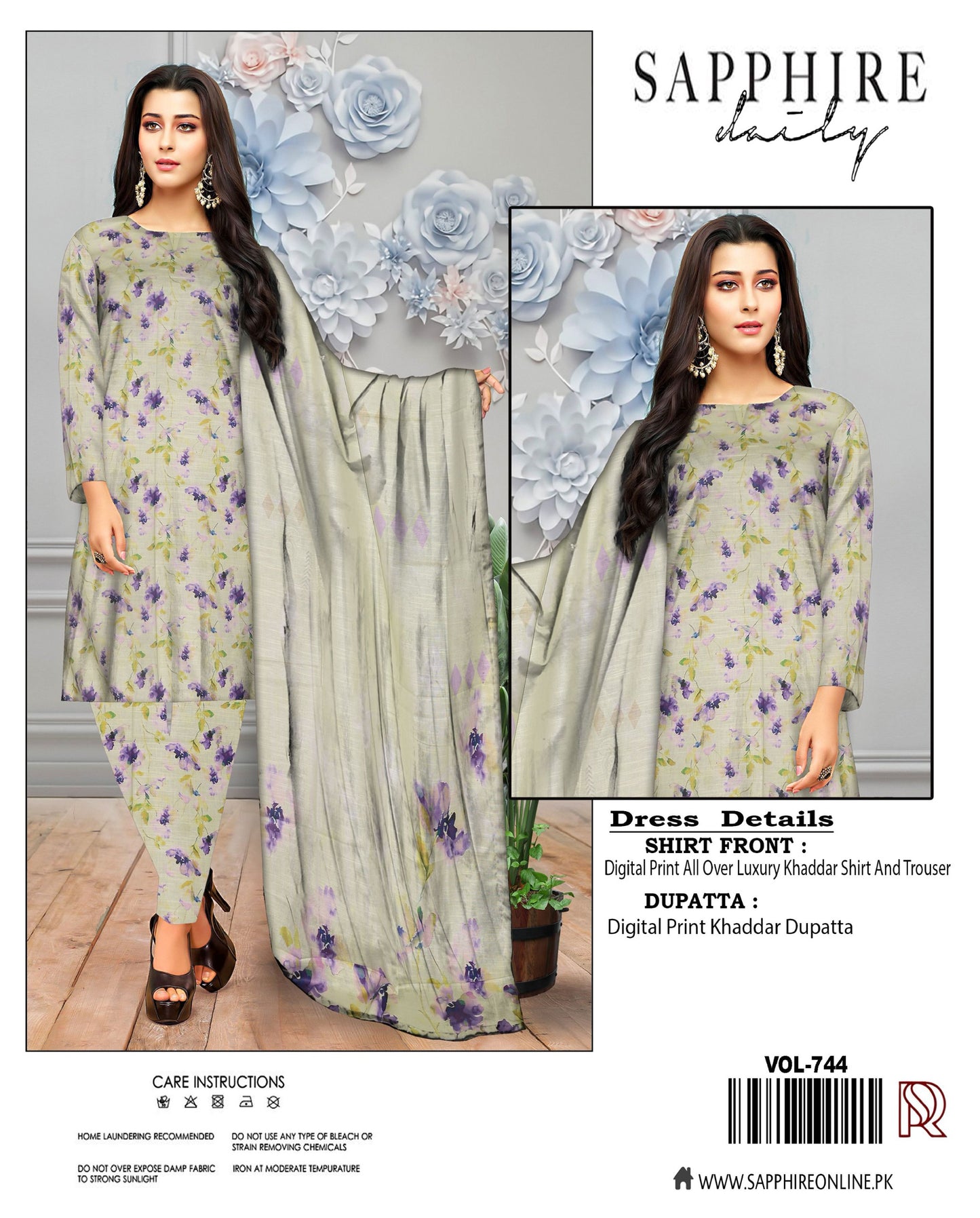 Premium Khaddar 3-Piece Unstitched Suit – Winter Collection