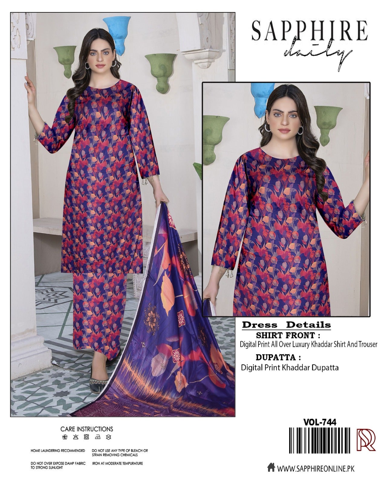 Premium Khaddar 3-Piece Unstitched Suit – Winter Collection