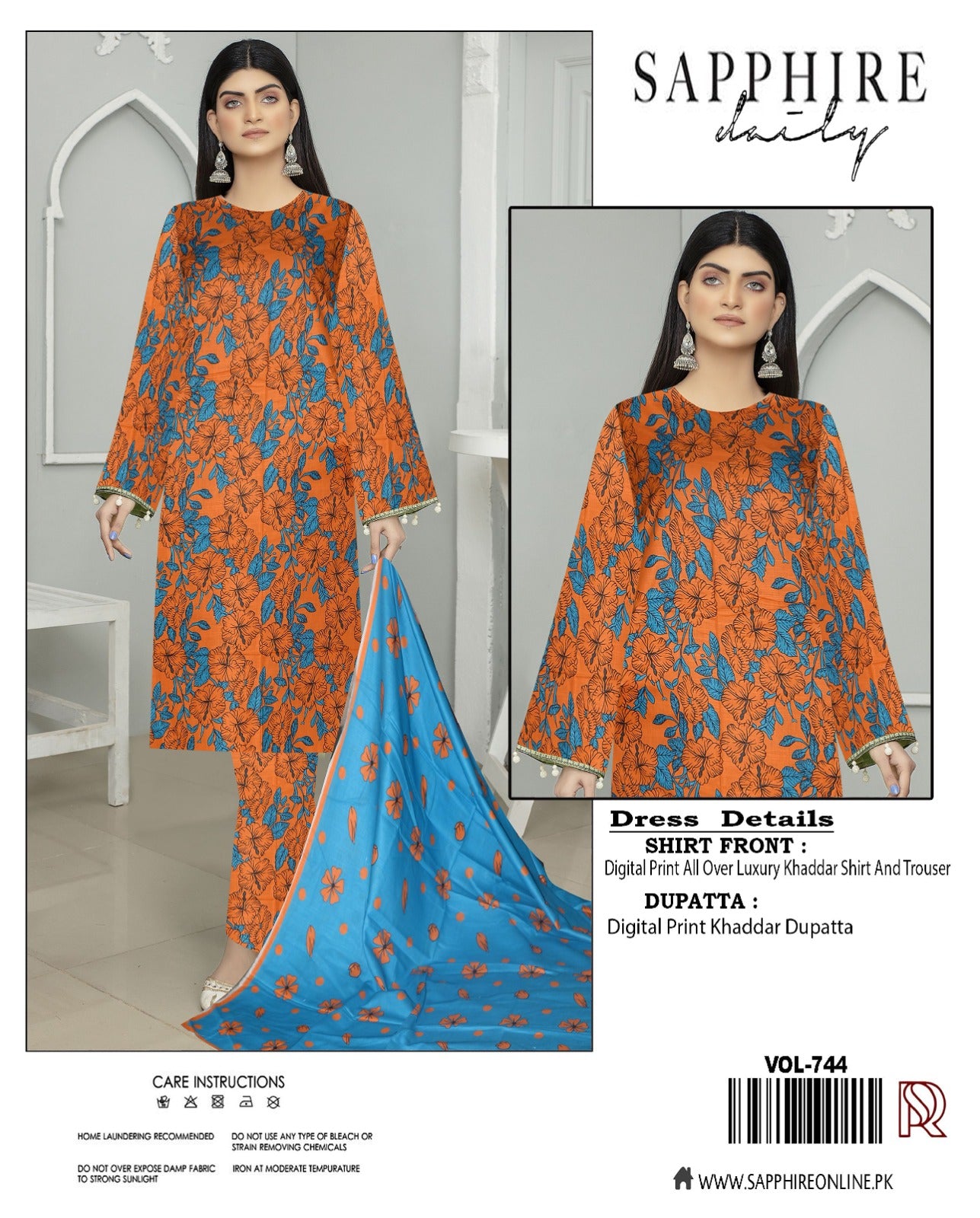 Premium Khaddar 3-Piece Unstitched Suit – Winter Collection