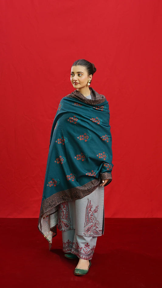 Dhanak Luxe Winter Suit – 4-Piece Unstitched Set