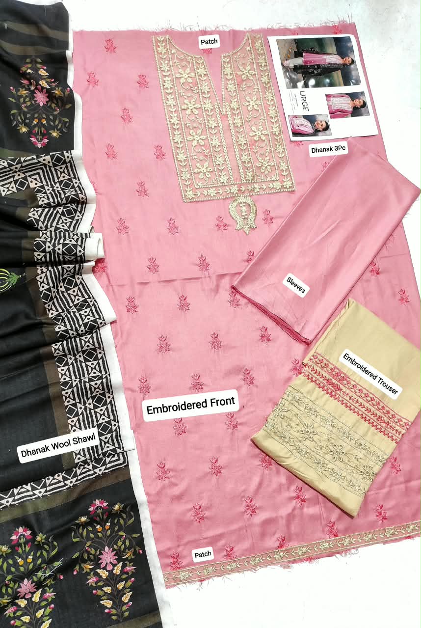 ★ Premium Dhanak 3-Piece Embroidered Winter Collection
