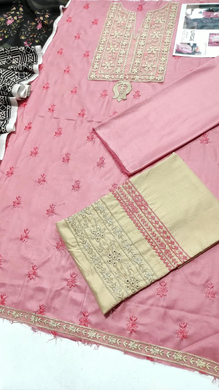 ★ Premium Dhanak 3-Piece Embroidered Winter Collection
