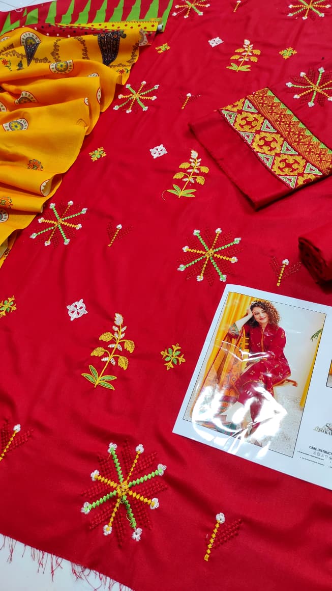 ★ Premium Dhanak 3-Piece Embroidered Winter Collection