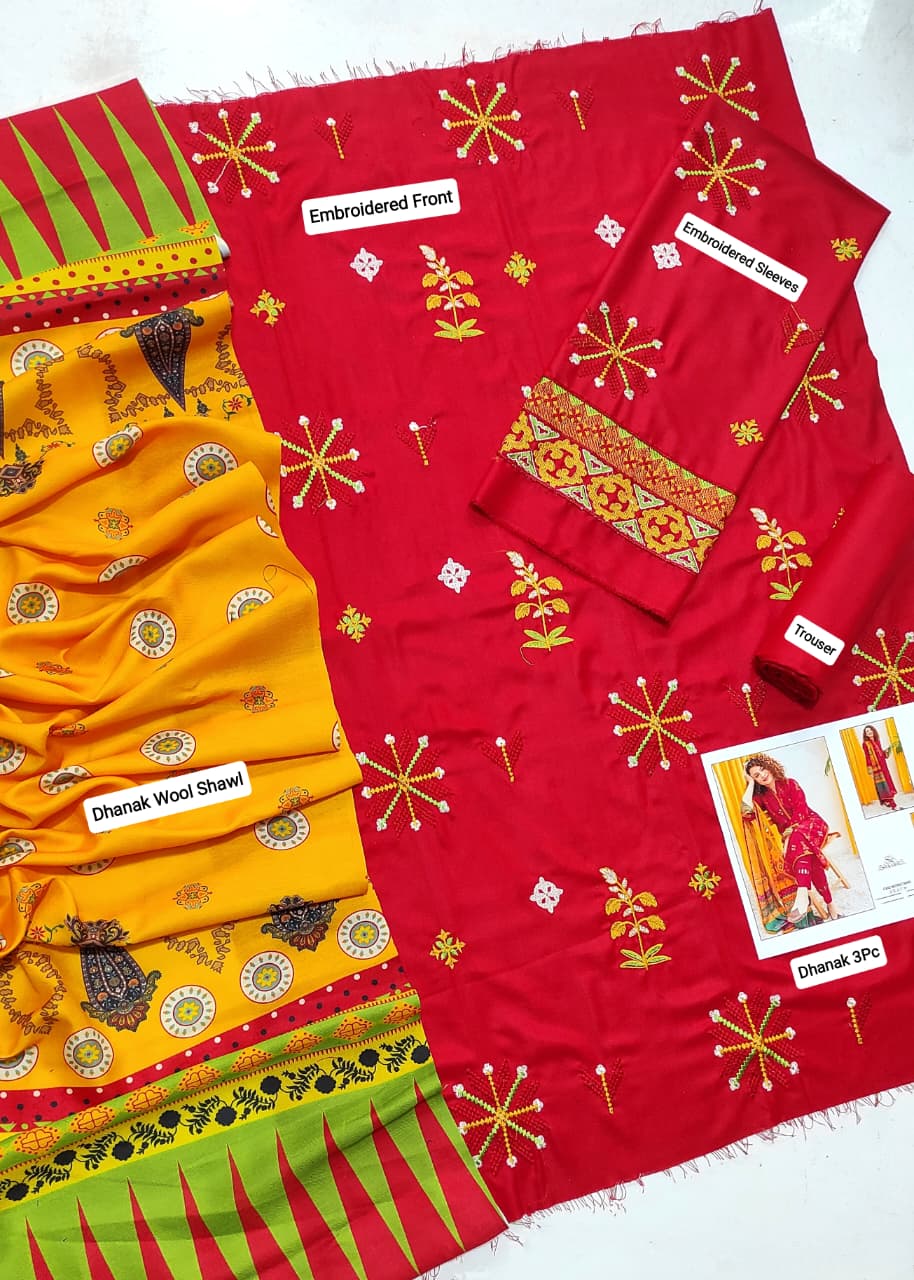 ★ Premium Dhanak 3-Piece Embroidered Winter Collection
