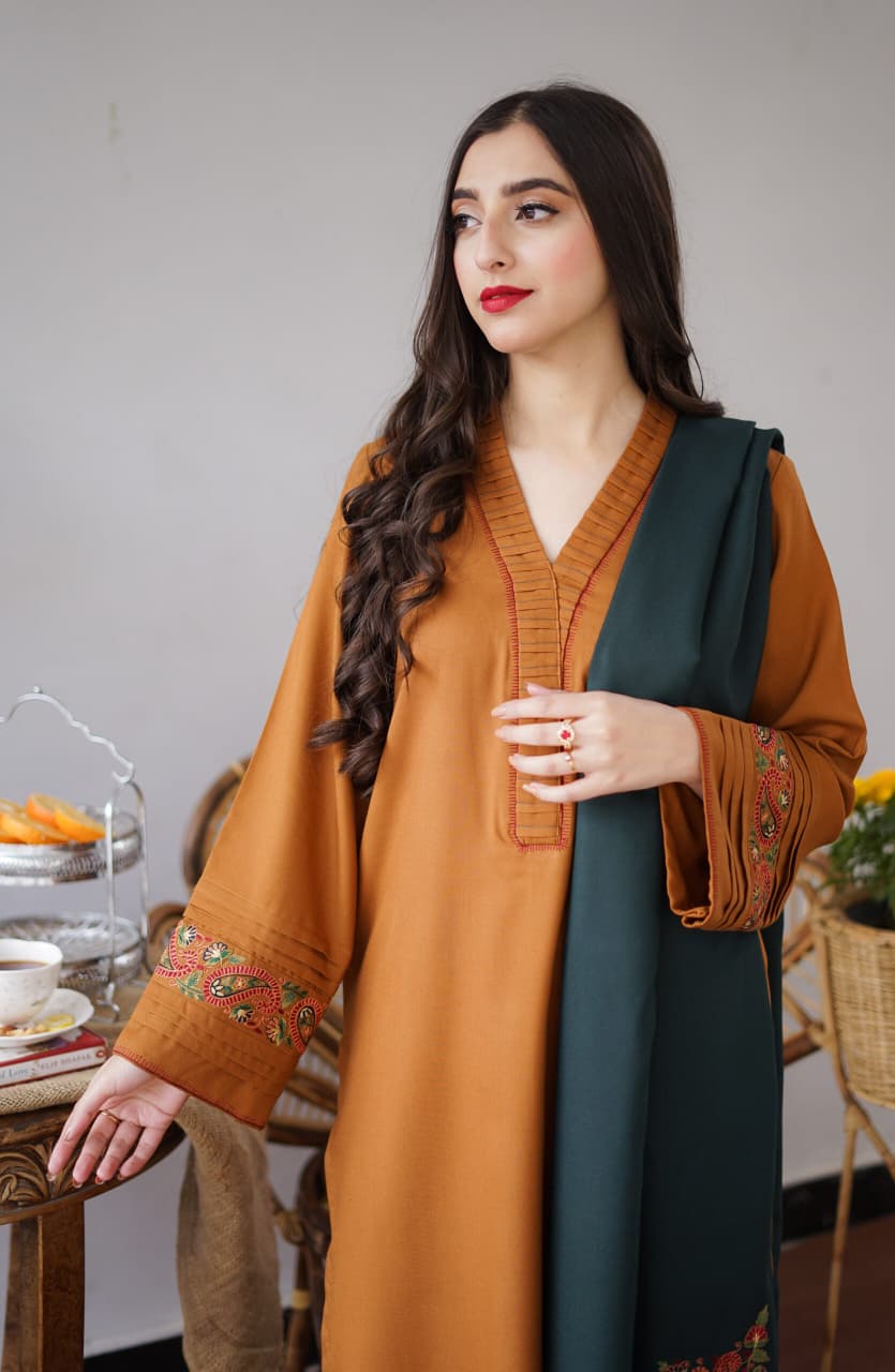 ★ Premium Dhanak 3-Piece Embroidered Winter Collection