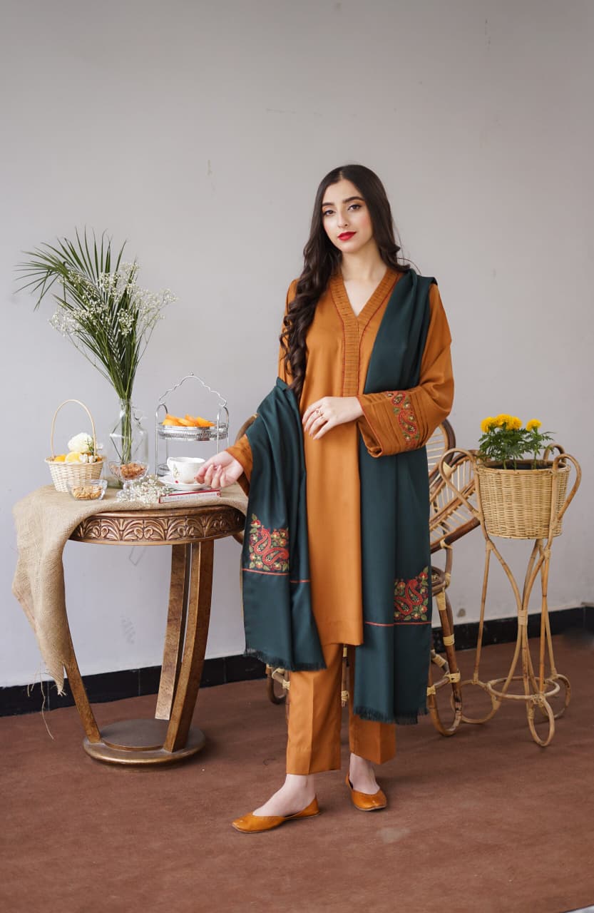 ★ Premium Dhanak 3-Piece Embroidered Winter Collection