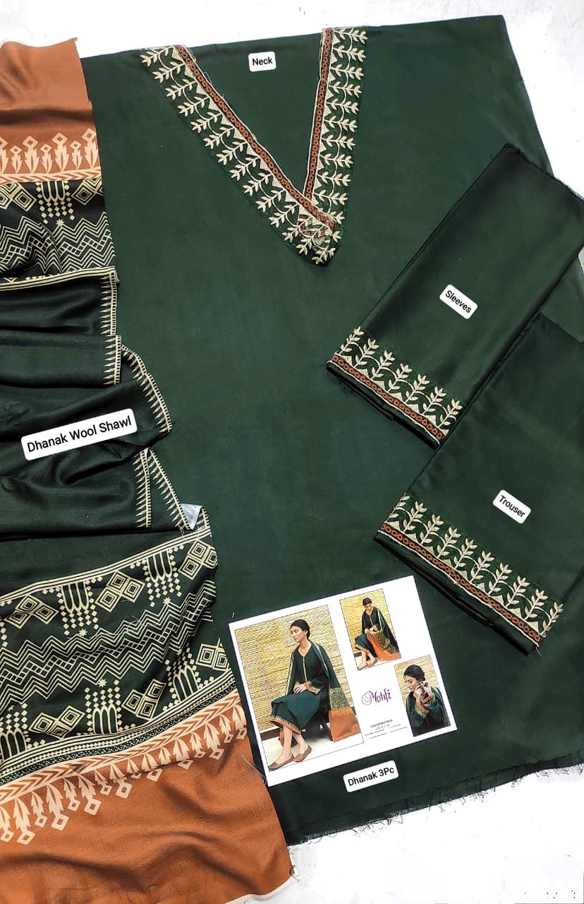 ★ Premium Dhanak 3-Piece Embroidered Winter Collection