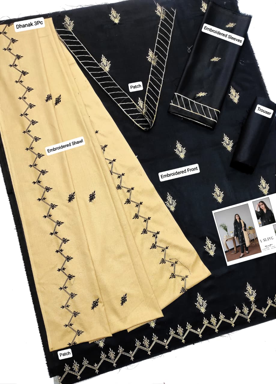 ★ Premium Dhanak 3-Piece Embroidered Winter Collection