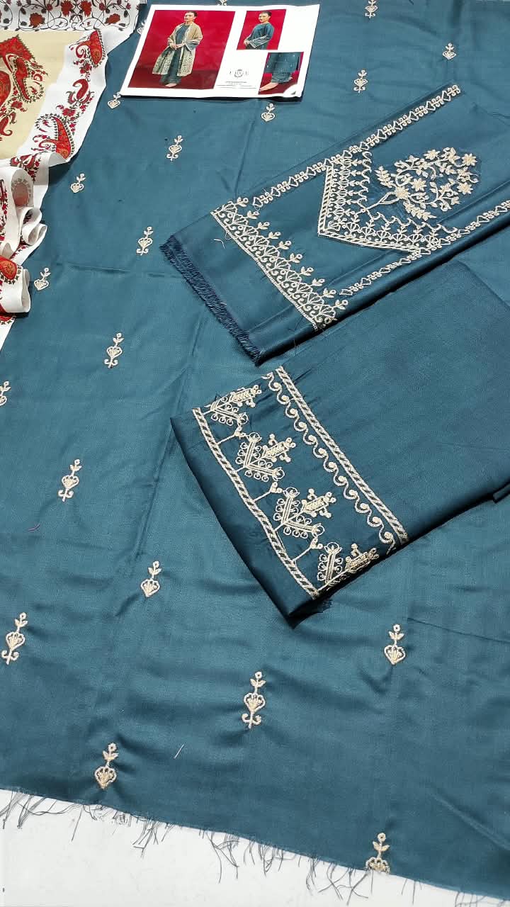 ★ Premium Dhanak 3-Piece Embroidered Winter Collection