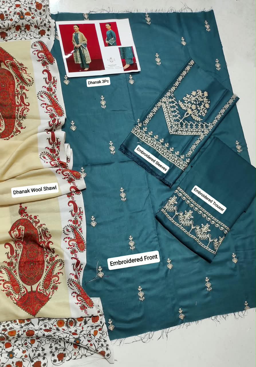 ★ Premium Dhanak 3-Piece Embroidered Winter Collection