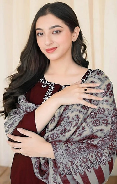 ★ Premium Dhanak 3-Piece Embroidered Winter Collection