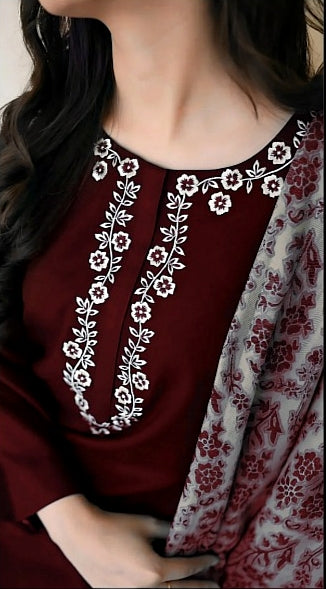 ★ Premium Dhanak 3-Piece Embroidered Winter Collection