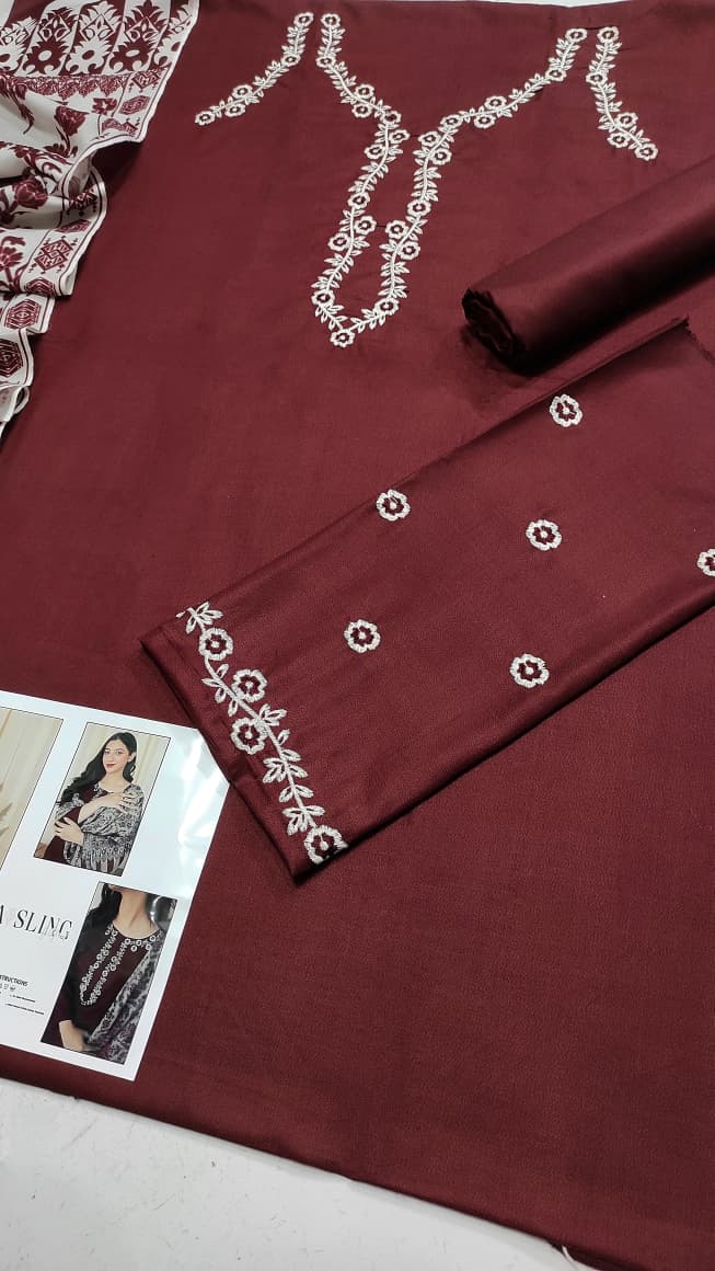 ★ Premium Dhanak 3-Piece Embroidered Winter Collection