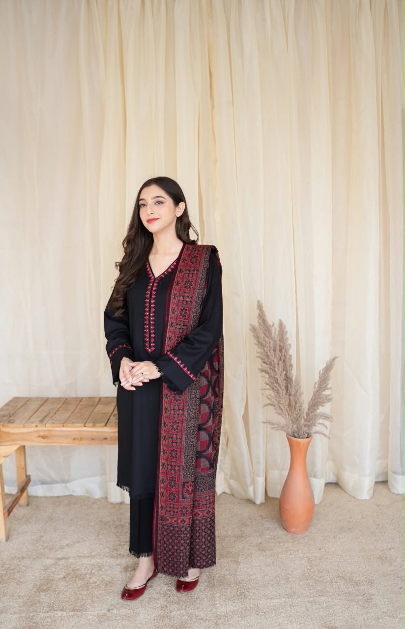 ★ Premium Dhanak 3-Piece Embroidered Winter Collection