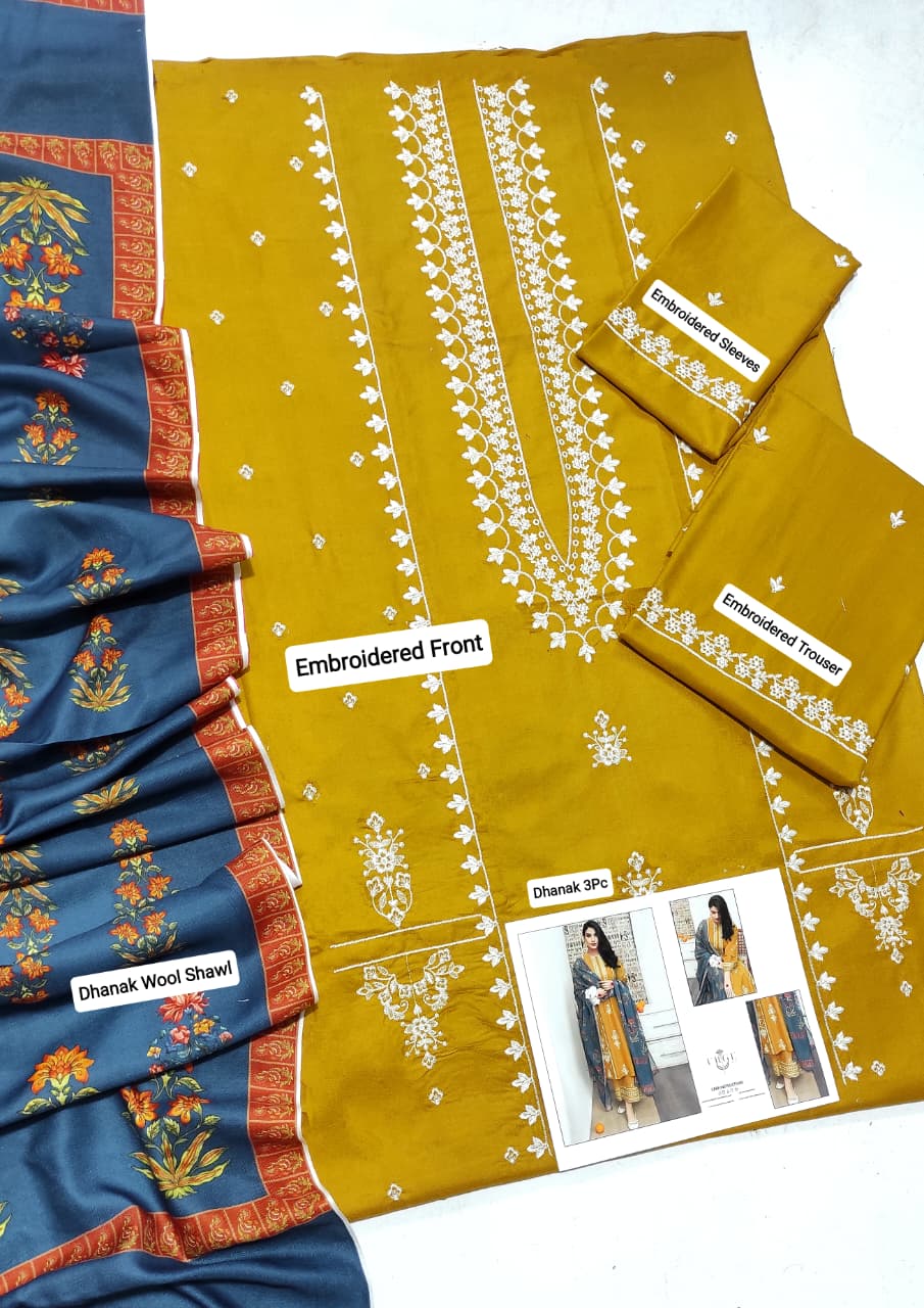 ★ Premium Dhanak 3-Piece Embroidered Winter Collection