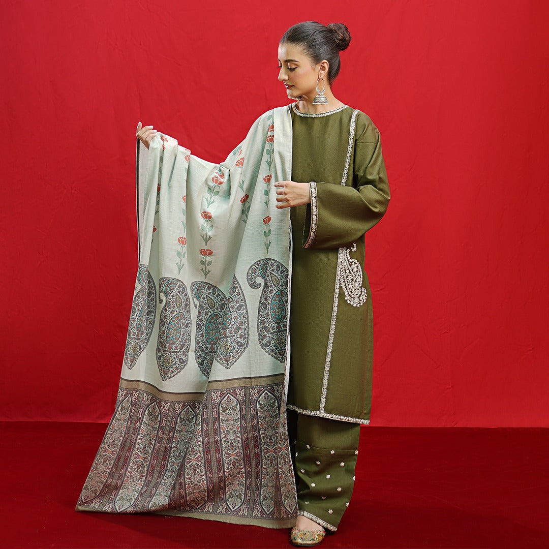 ★ Premium Dhanak 3-Piece Embroidered Winter Collection