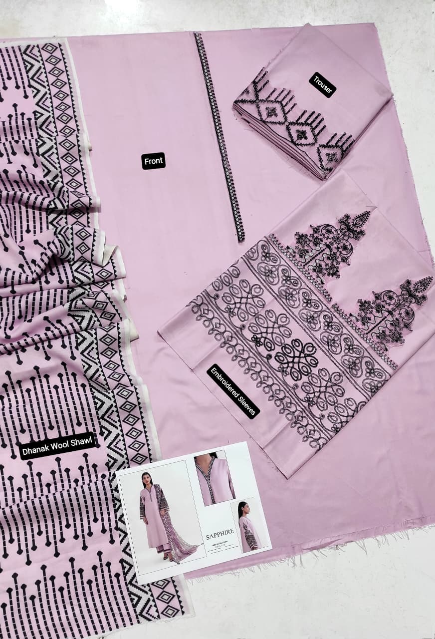 ★ Premium Dhanak 3-Piece Embroidered Winter Collection