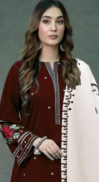 ★ Premium Dhanak 3-Piece Embroidered Winter Collection
