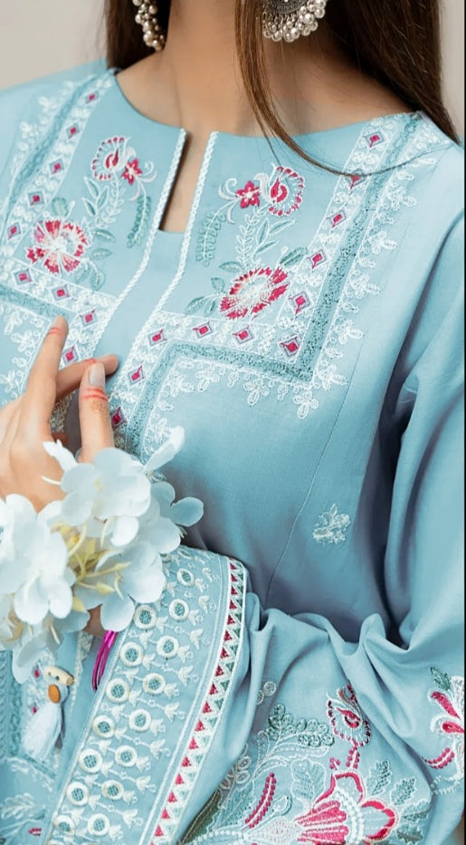 ★ Premium Dhanak 3-Piece Embroidered Winter Collection