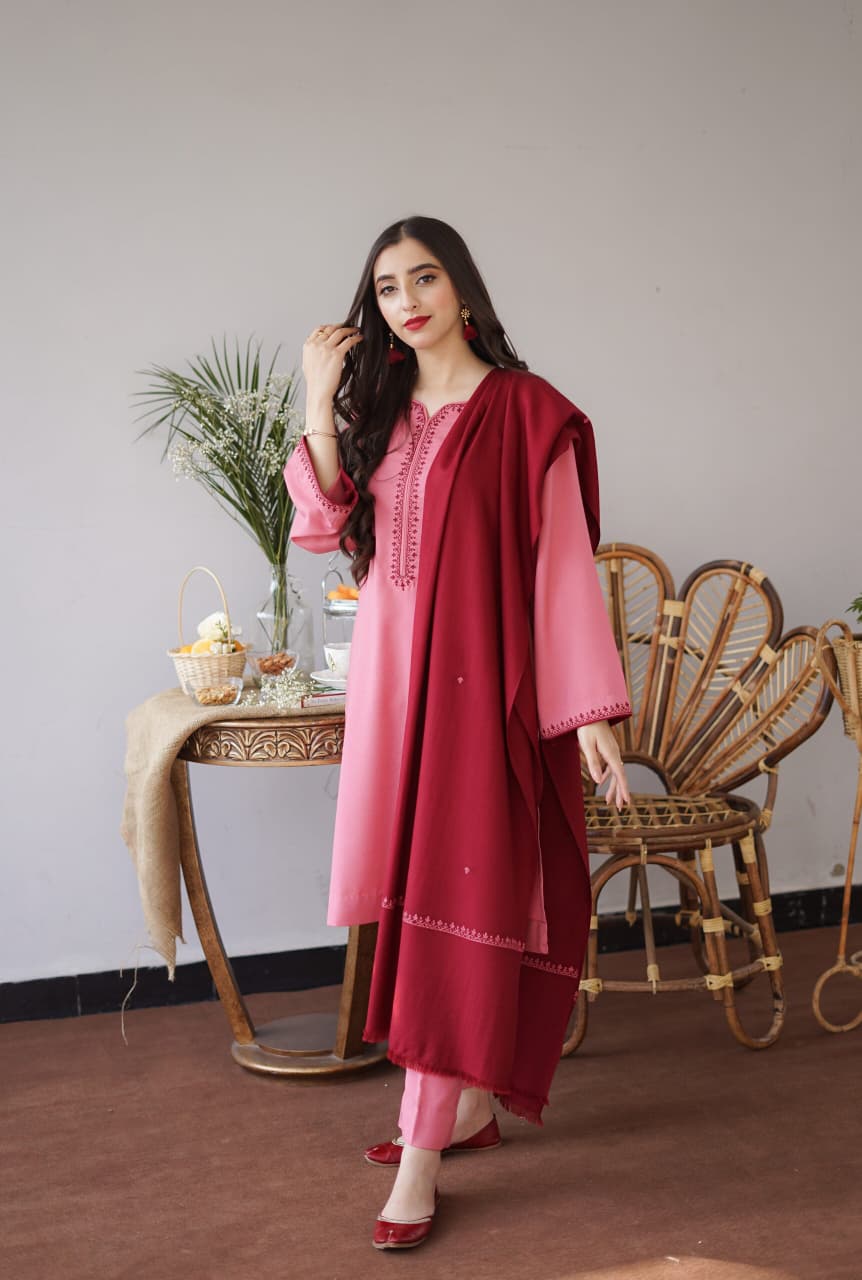 ★ Premium Dhanak 3-Piece Embroidered Winter Collection