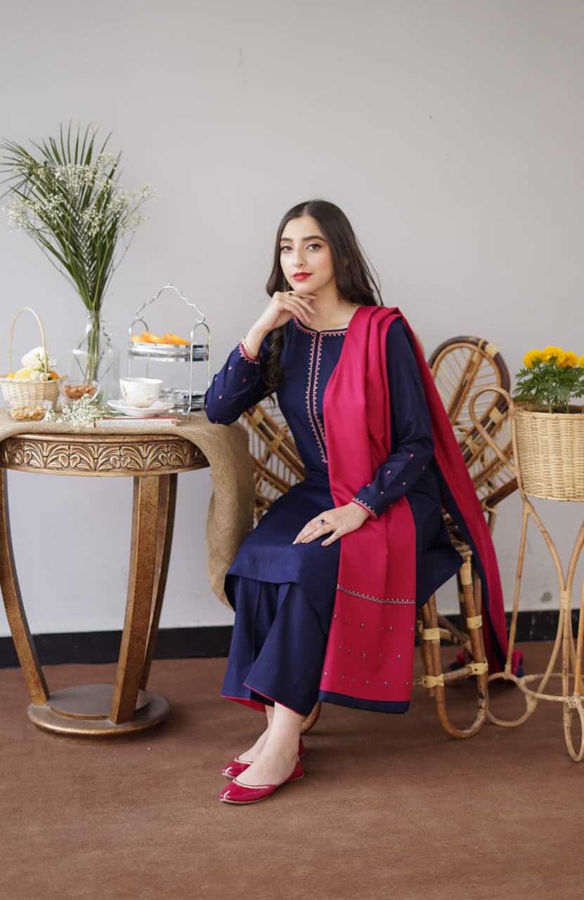 ★ Premium Dhanak 3-Piece Embroidered Winter Collection
