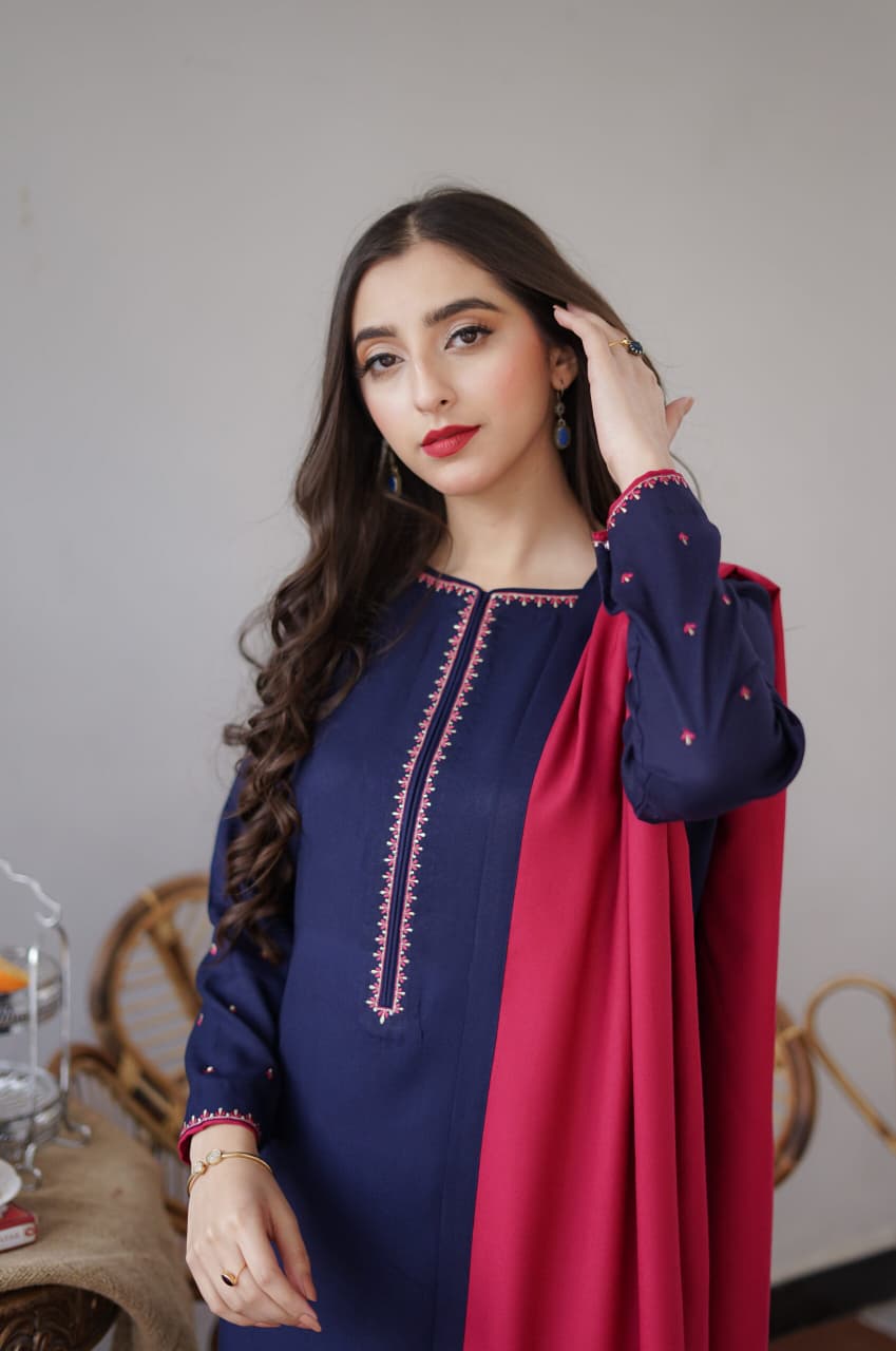 ★ Premium Dhanak 3-Piece Embroidered Winter Collection