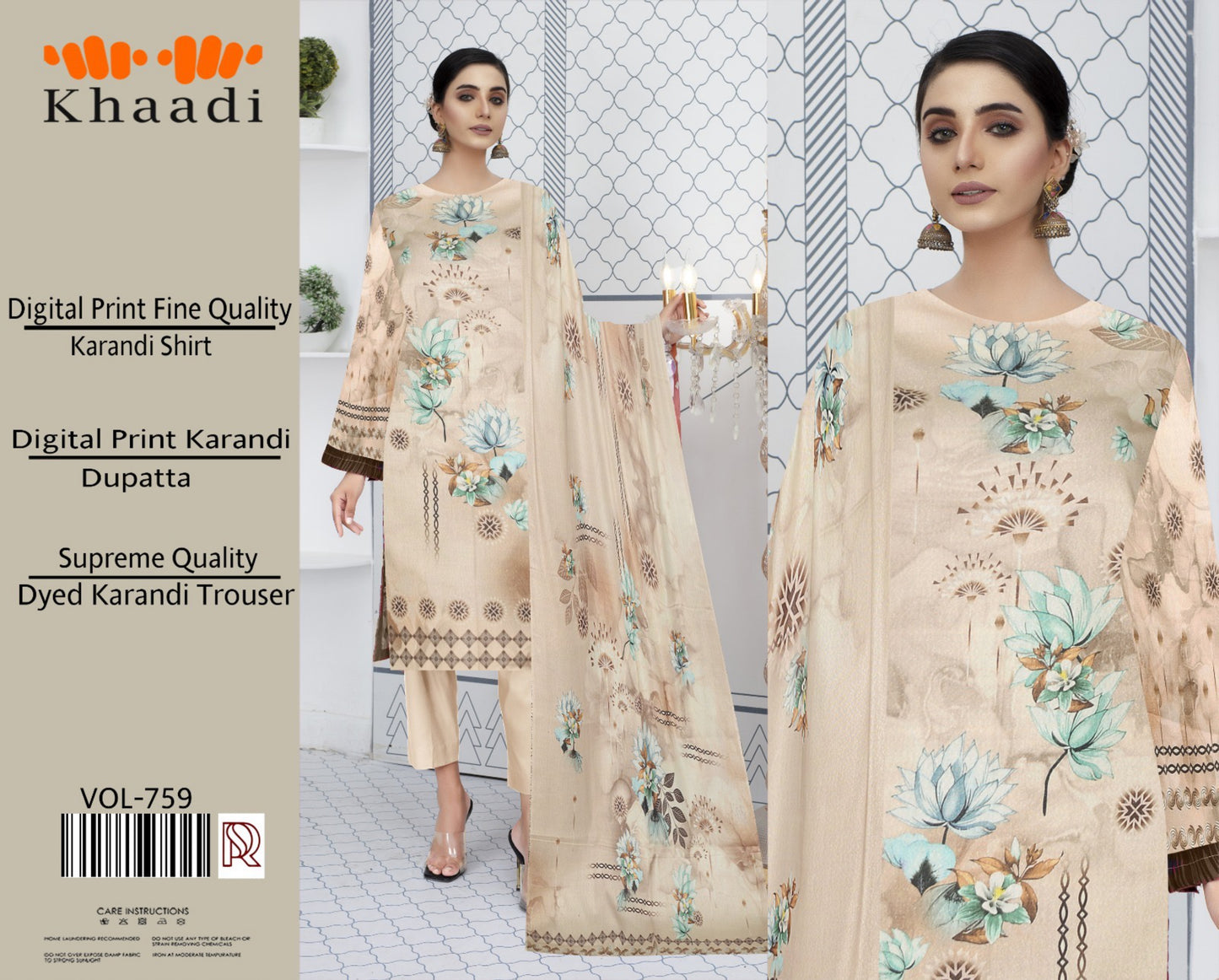 Premium Karandi 3 Piece Suit with Digital Printed