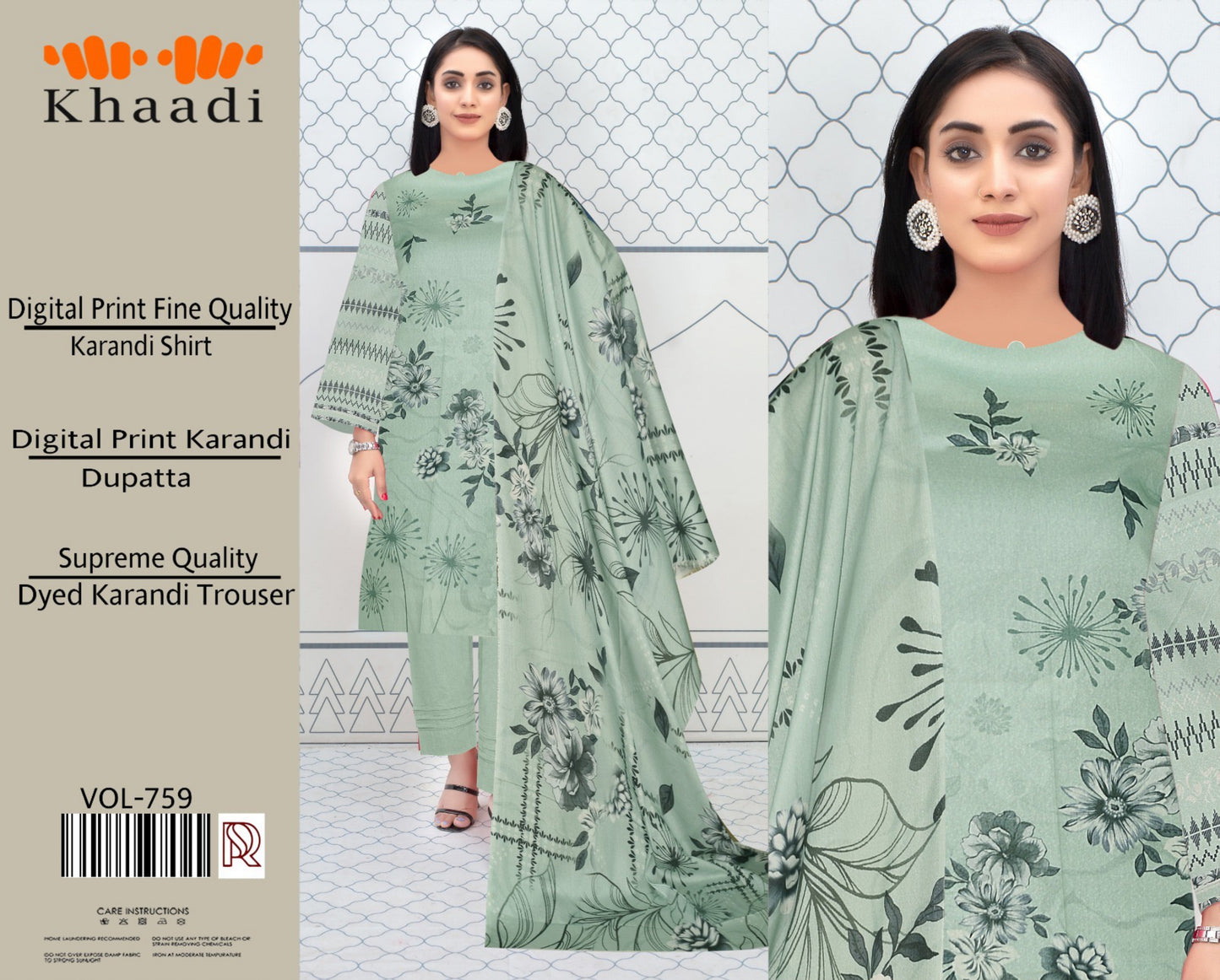 Premium Karandi 3 Piece Suit with Digital Printed