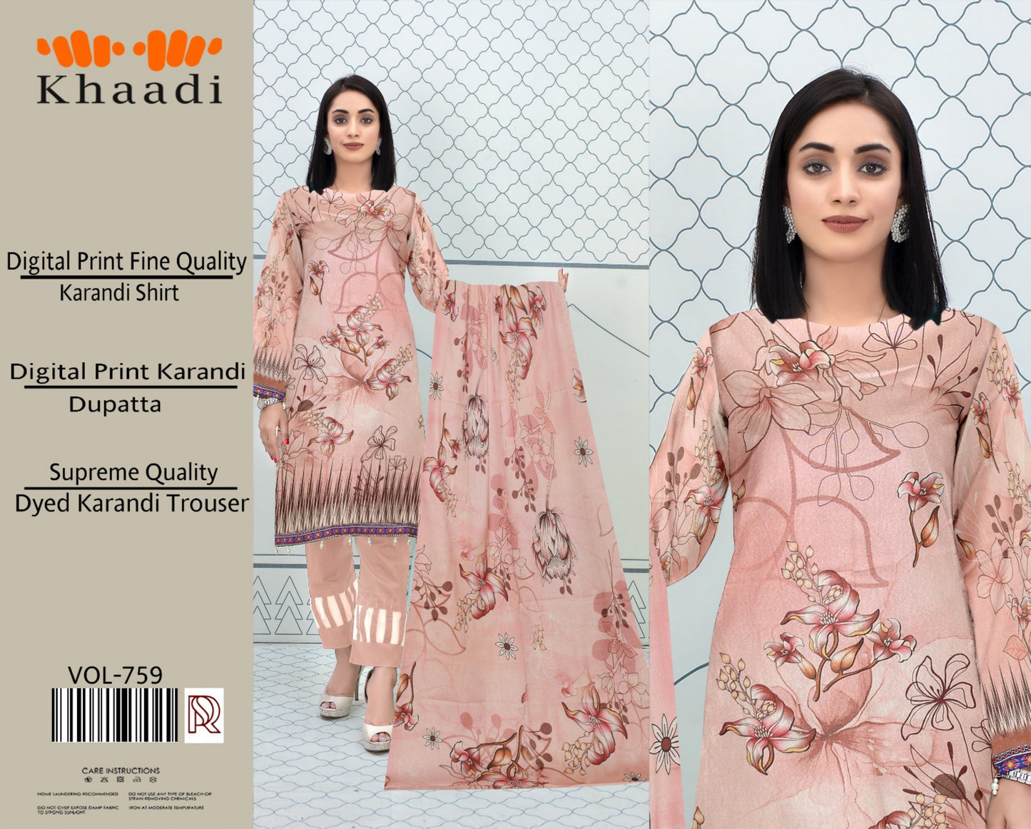 Premium Karandi 3 Piece Suit with Digital Printed