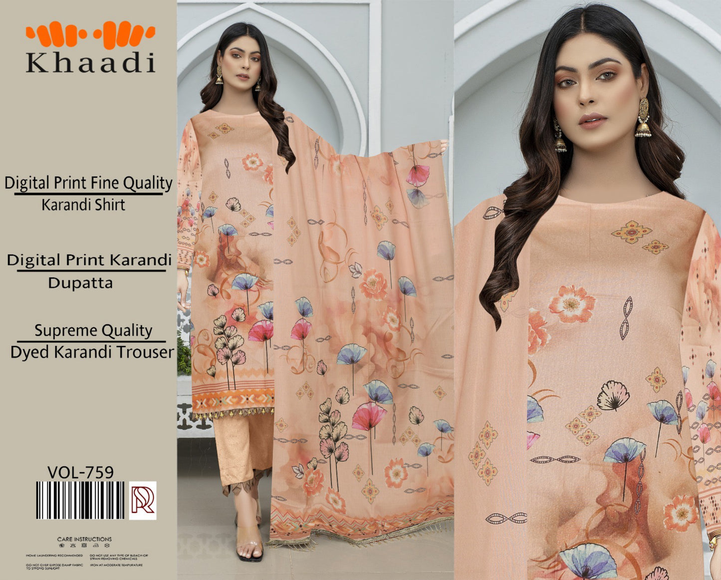 Premium Karandi 3 Piece Suit with Digital Printed