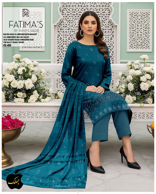 Exclusive Heavy Embroidered Dhanak Ensemble