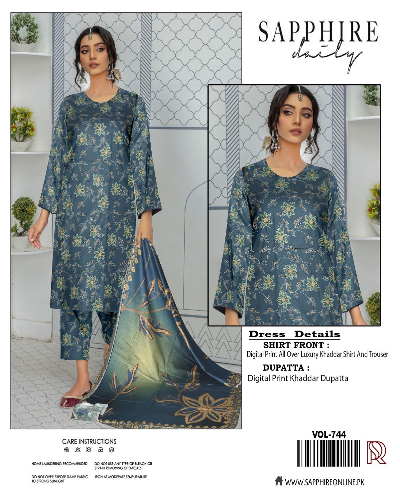 Premium Khaddar 3-Piece Unstitched Suit – Winter Collection