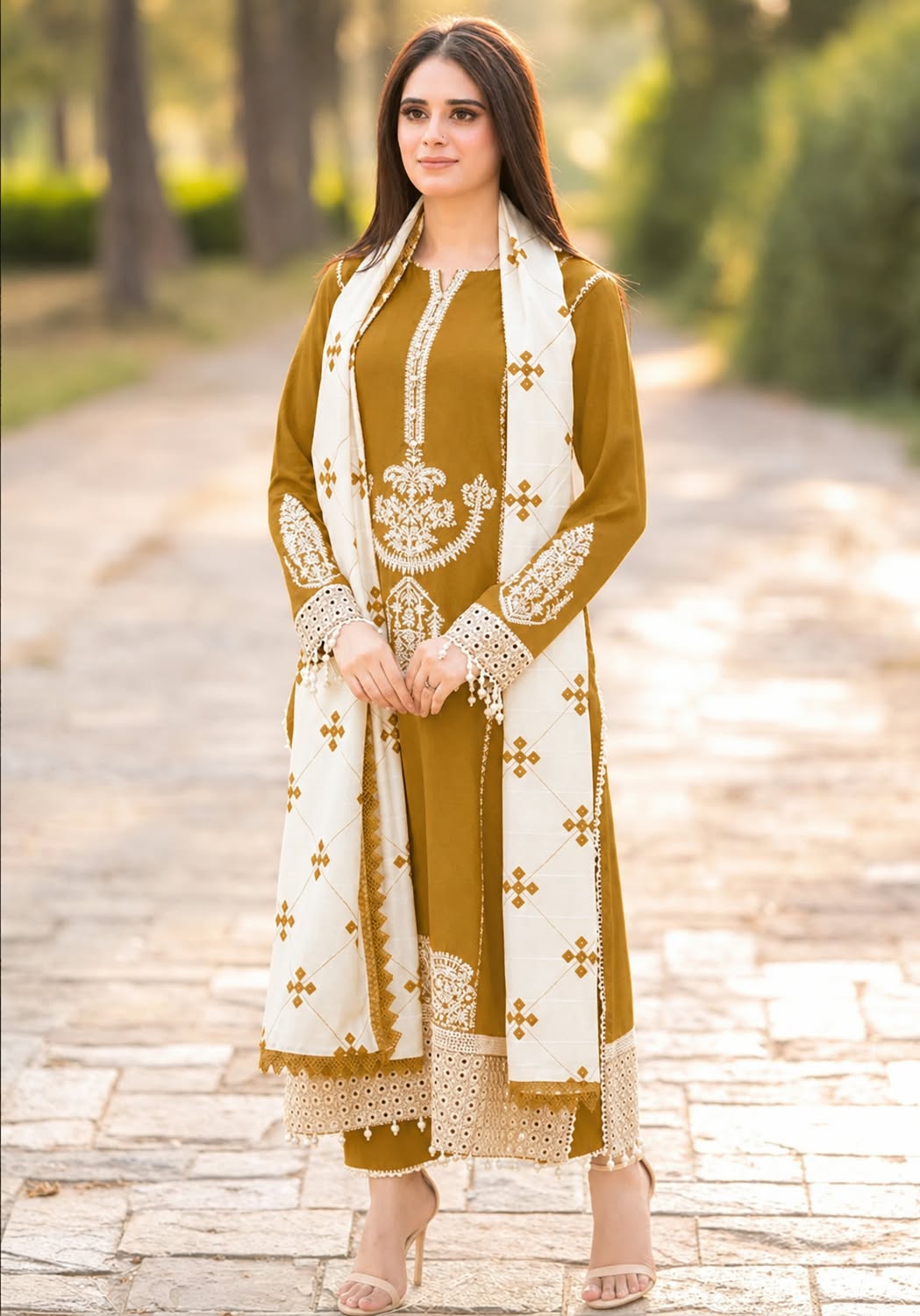 ★ Premium Dhanak 3-Piece Embroidered Winter Collection