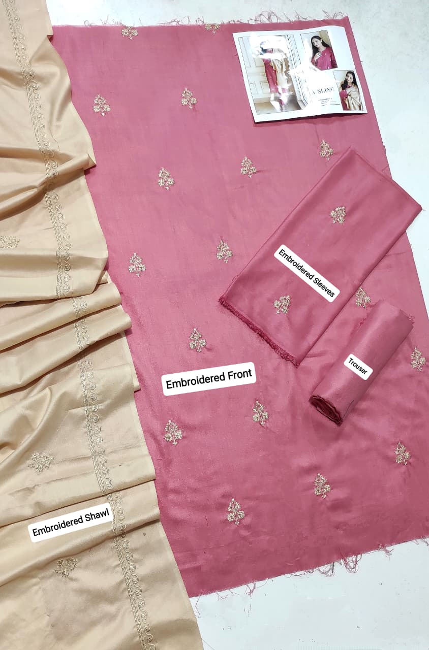 ★ Premium Dhanak 3-Piece Embroidered Winter Collection