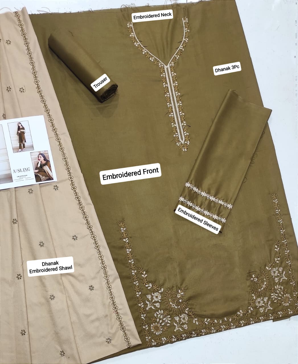 ★ Premium Dhanak 3-Piece Embroidered Winter Collection