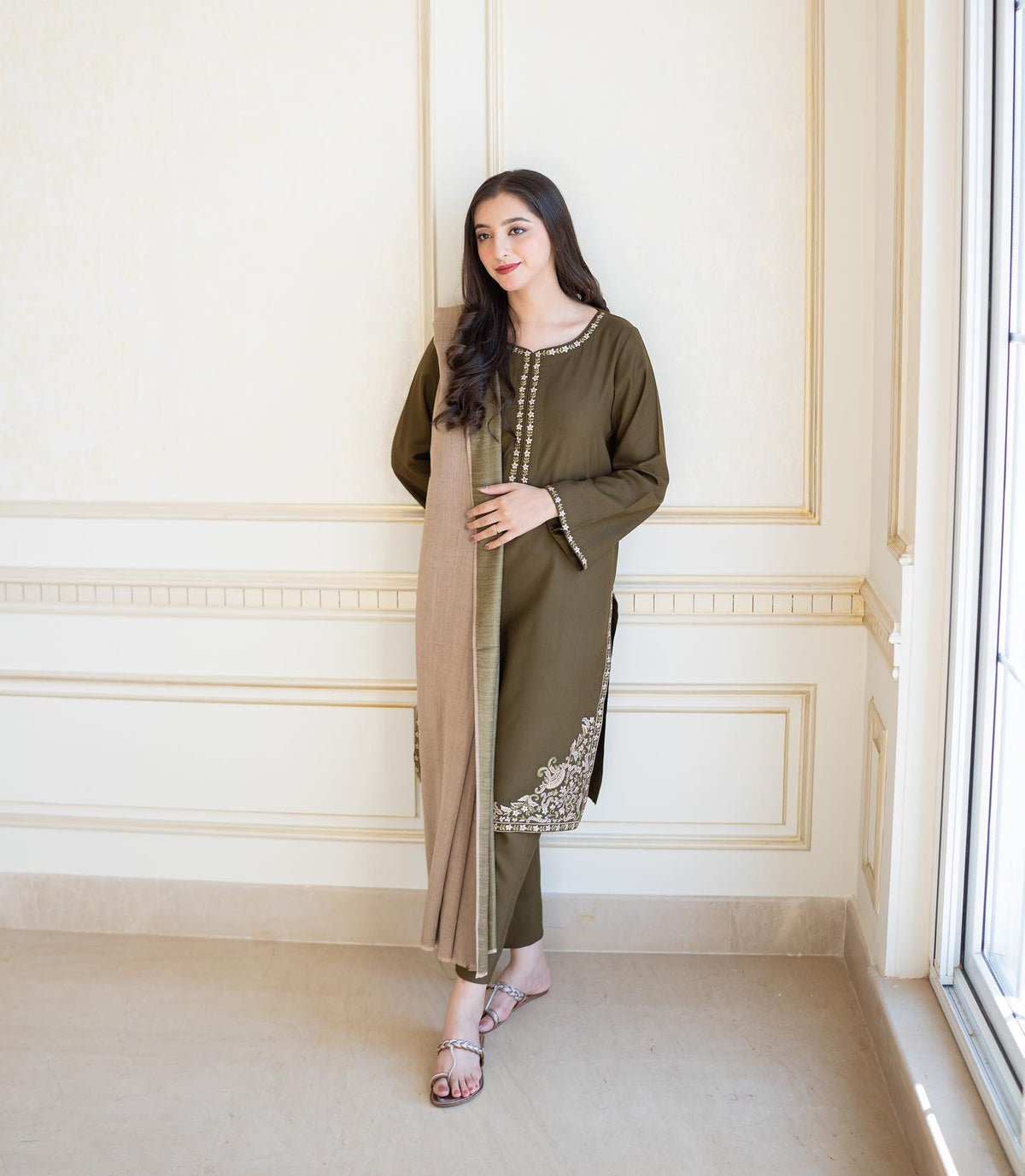 ★ Premium Dhanak 3-Piece Embroidered Winter Collection