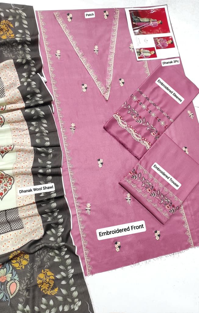 ★ Premium Dhanak 3-Piece Embroidered Winter Collection