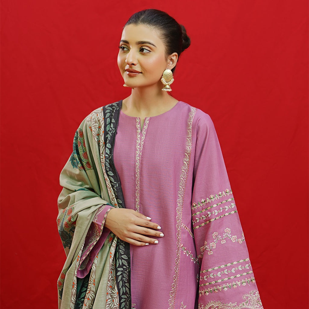 ★ Premium Dhanak 3-Piece Embroidered Winter Collection
