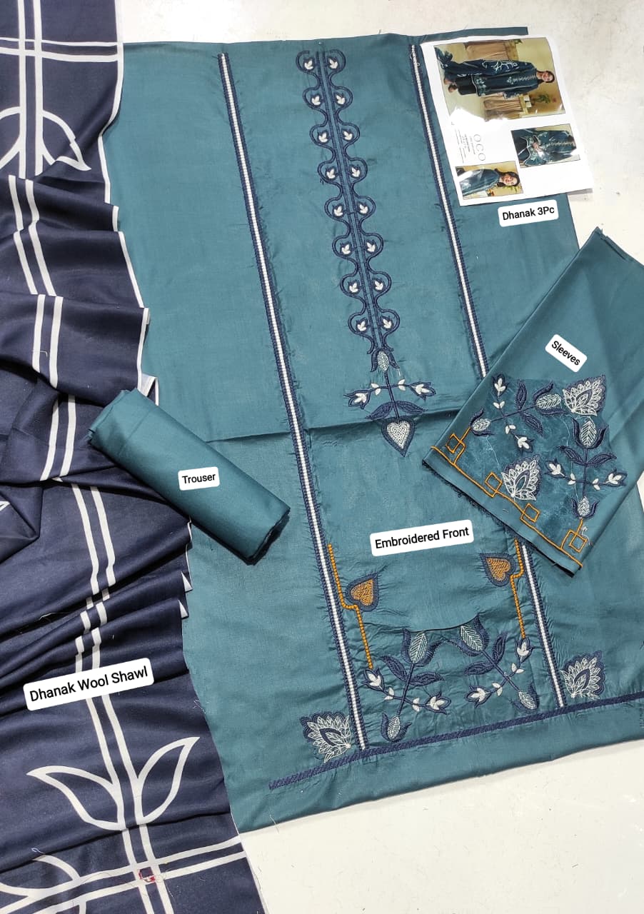 ★ Premium Dhanak 3-Piece Embroidered Winter Collection