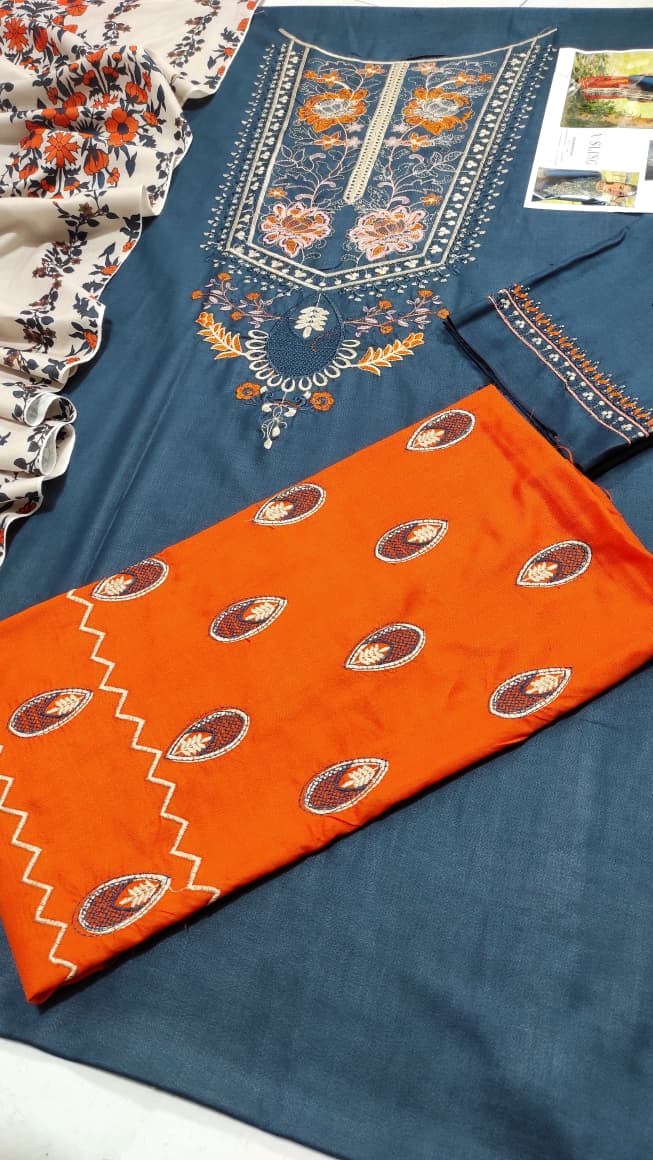 ★ Premium Dhanak 3-Piece Embroidered Winter Collection