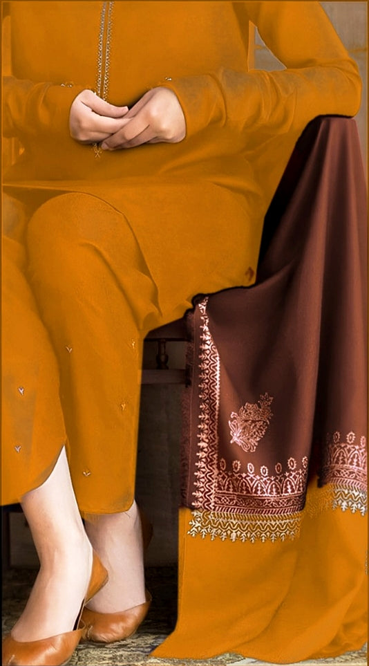 ★ Premium Dhanak 3-Piece Embroidered Winter Collection